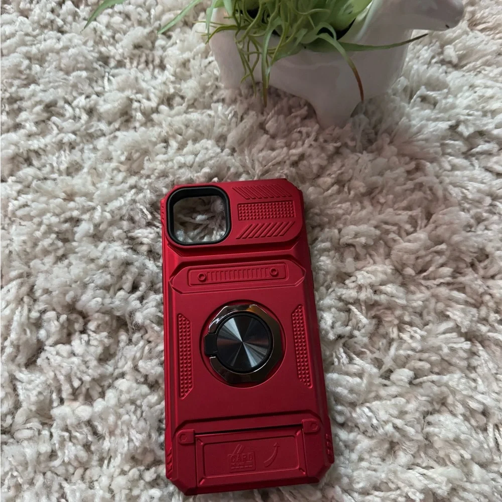 Red iPhone 12/12 Pro case with magnetic ring